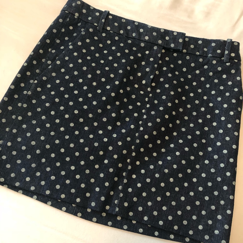J. Crew denim polka dot skirt with pockets